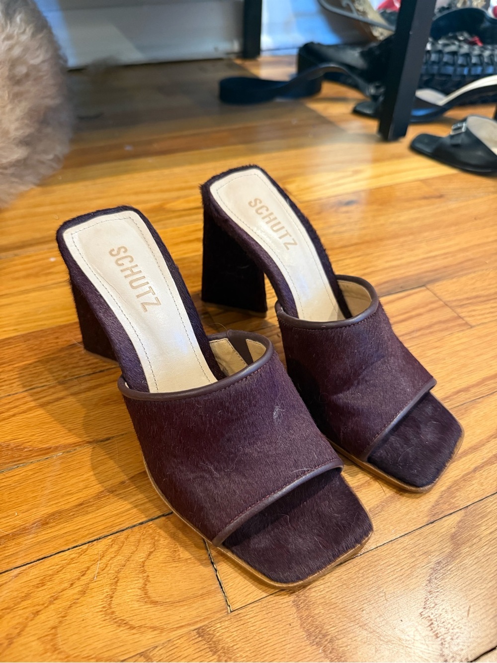 Schutz pony hair heels 6.5